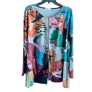Jess & Jane 2X "Montecito" NWT Tunic Top‎ Print Casual Artsy 2X